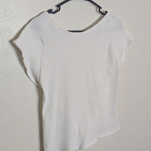 Aerie White Ribbed Scoop Back Shirt XL Soft Girl Minimalist Coquette